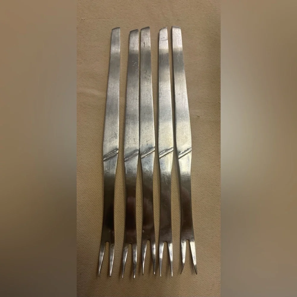 Set of 5 - Stainless Steel Seafood Cocktail Shrimp Forks‎ Made in Italy